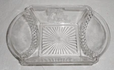 Antique Mckee Bowl ~ Deer & Pine Tree ~ 8” Clear Serving Tray ~ 1886 EAPG
