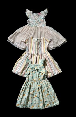 Lot Of 3, 2T Tulle Whimsical Floral Forest Fariy Stripes Cottagecore Sundresses
