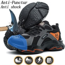 Men Steel Toe Safety Work Shoes Mesh Breathable Industrial Construction Shoes