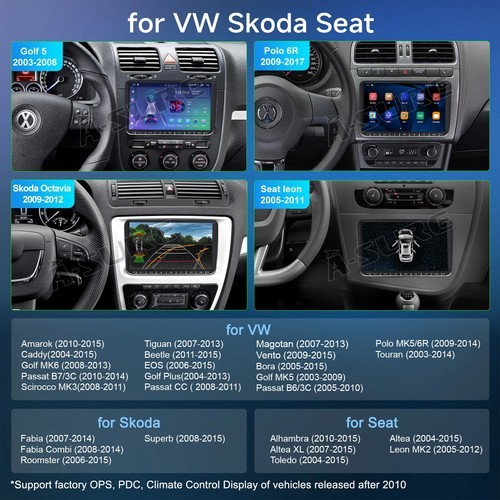 2+32G For VW GOLF MK5 MK6 9" Carplay Car Stereo Radio Android13 GPS Head Unit - Picture 4 of 17