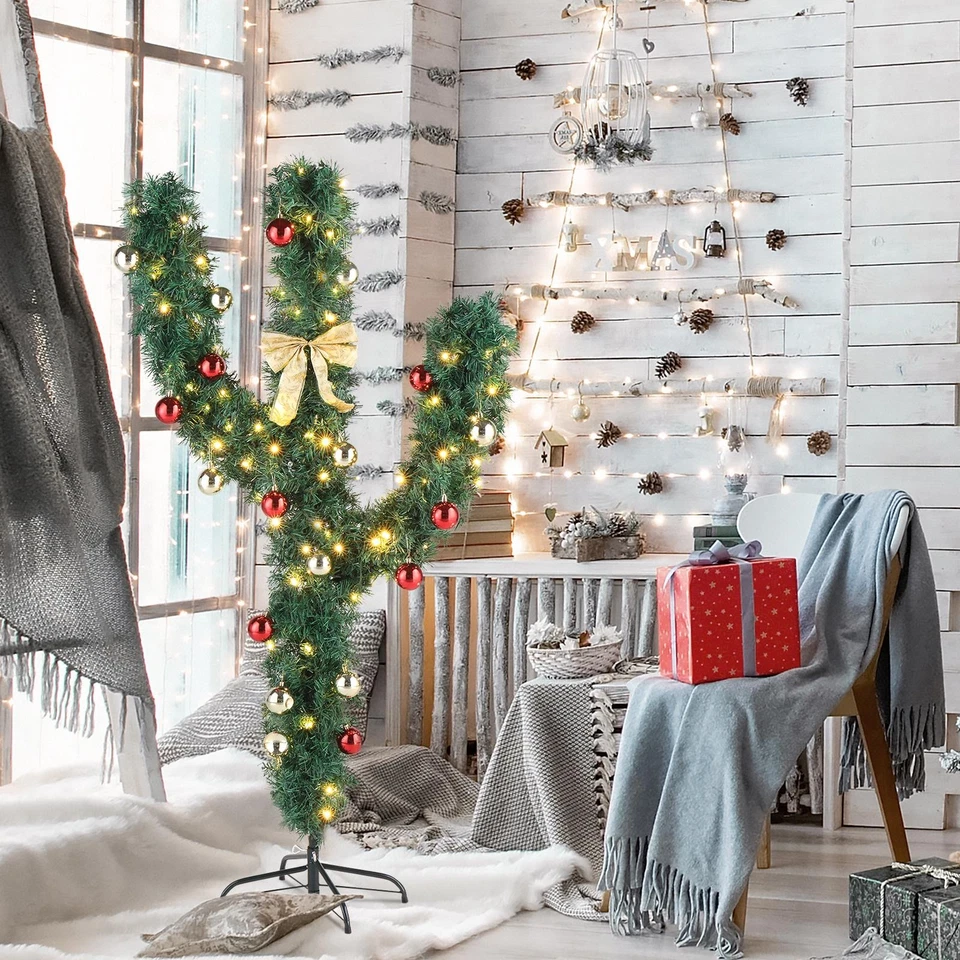 5FT LED Light Cactus Christmas Tree PVC 400 Branches with Decorative Accessories