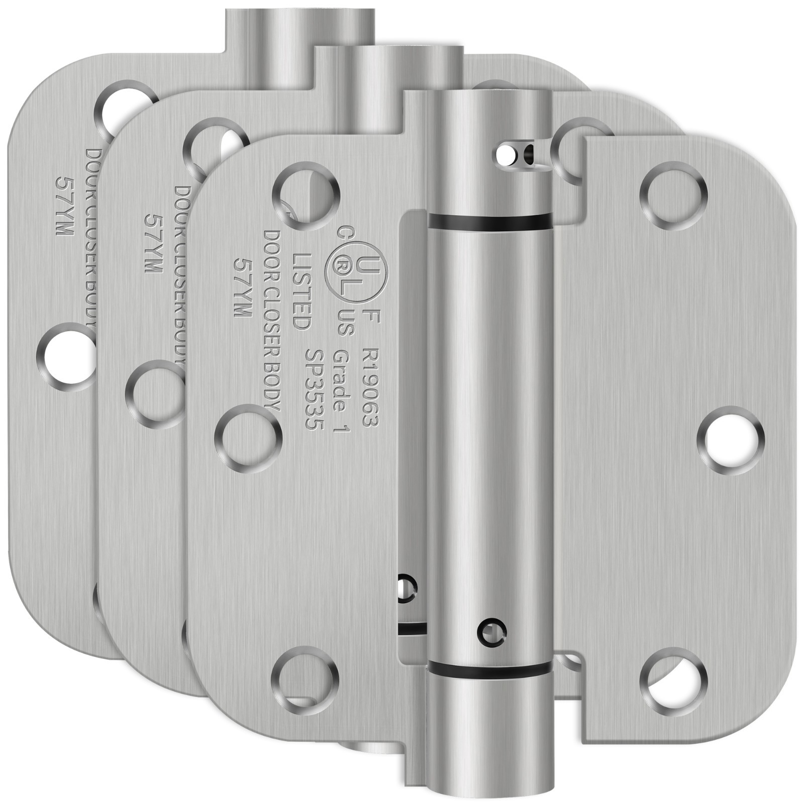 3 Pack 3.5 Inch Self Closing Spring Loaded Door Hinges (Brushed Nickel)