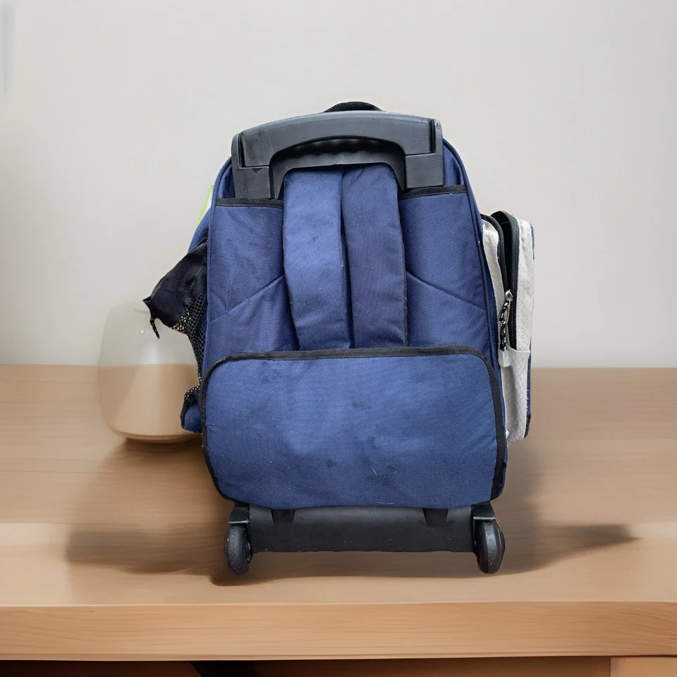 CALPAK Soft Sided Blue 18" Rolling Carry On Backpack 6 Compartment Luggage - Image 2 of 4