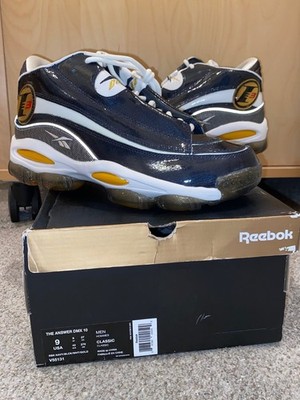 NEW w/Box Reebok Men's AI Iverson The Answer DMX 10 Navy Blue Gold V55131 Size 9