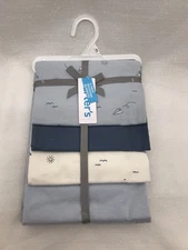 Baby Boy New Carter's 4PK Paper Airplane Receiving Blankets Blue Flannel Cotton