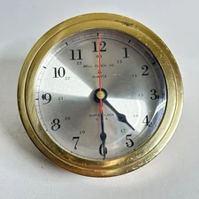 Vintage Desk Brass Ships Clock Bell Clock Co QUARTZ 