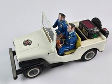 Nomura Japan Police Patrol Jeep White Tin Toy Battery-Op 1950's Not Working