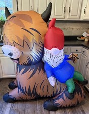 NEW 5 INFLATABLE AIRBLOWN Highland Cow w/ Garden Gnome New Without Box