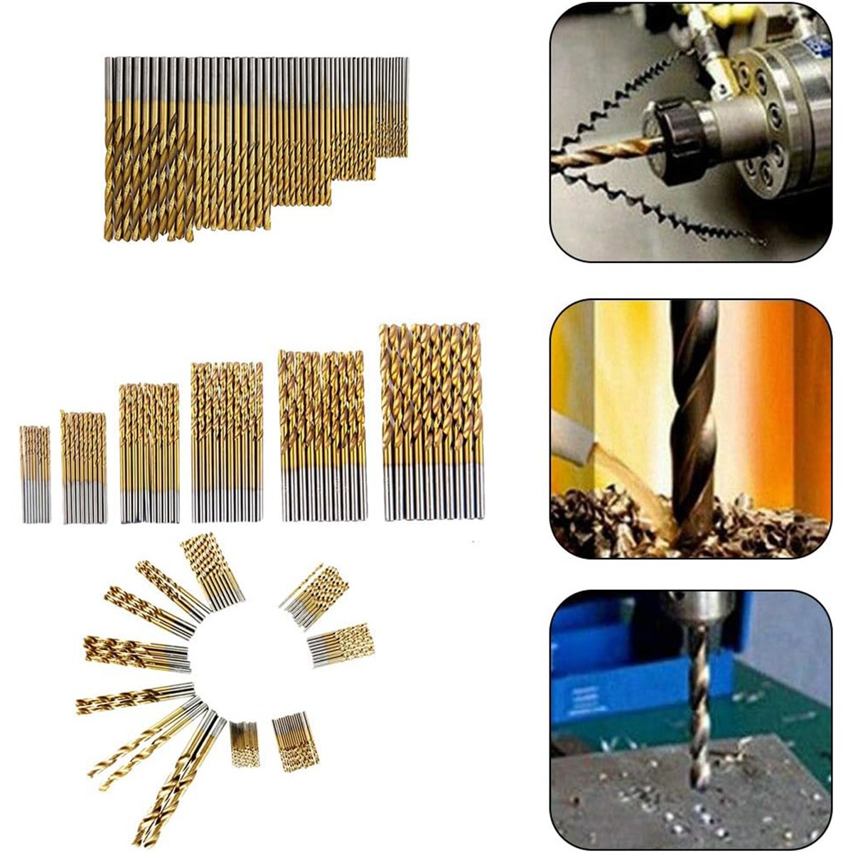 99PCS Drill Bit Set 1/16"-3/8" HSS Titanium Multi Drill Bits Twist Wood Tools
