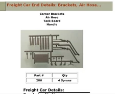 O Scale / P48 #206  Corner Bkt , Air Hose, Tack Board  Ultra Scale Detail Parts