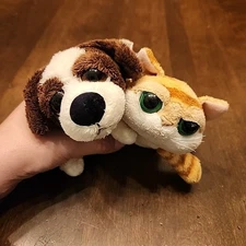 Russ Berrie Chilie Orange Tabby Cat Dixie Dog Plush Toy 5" Peepers Set Lot