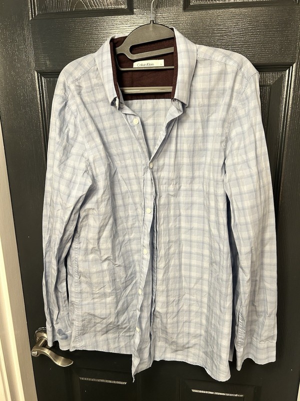 Calvin Klein Men’s Blue Button Down Shirt, Large