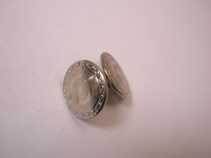 Authentic Embossed White Gold Plated SINGLE Vintage CuffLink replacement lost/broken aa153