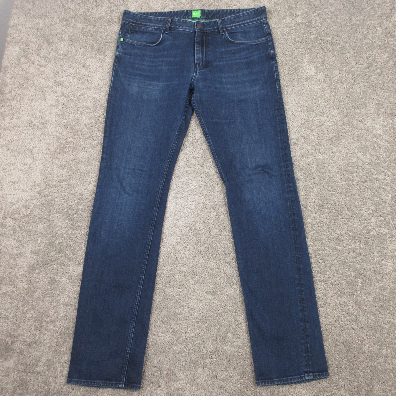 Hugo Boss Jeans Mens 34x34 Blue Green Slim Stretch Faded Flex Denim Pants