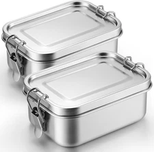 2 Pcs Stainless Steel Bento Box 550Ml Metal Lunch Box Food Storage Containers Me