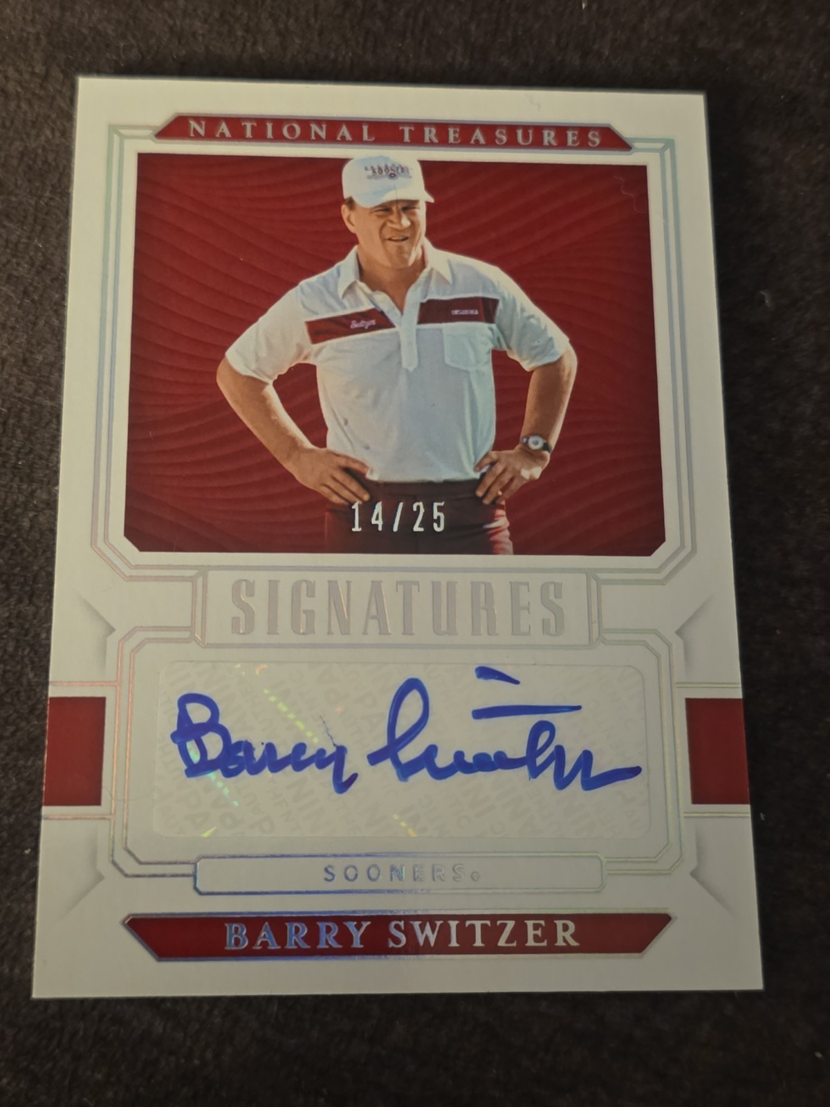 2019 National Treasures Collegiate Barry Switzer Auto #ed 14/25 #75 Oklahoma