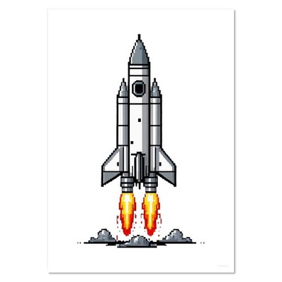 Wandposter / Drucke ''Retro Gaming Style Rocket Taking Off'' (PP060384)