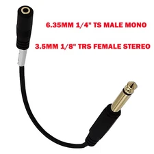 1x 6.35mm 1/4" TS Male Mono to 3.5mm 1/8" TRRS Female Stereo Audio Adapter Cable
