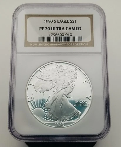 1990-S American Eagle Silver One Dollar PF 70 Ultra Cameo NGC #20355