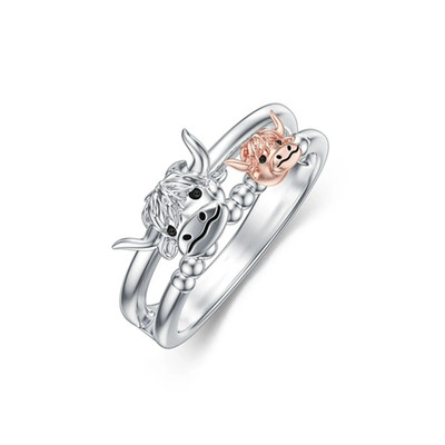 Personalized Highland Cow Ring 925 Sterling Silver Statement Rings Gift for Wome