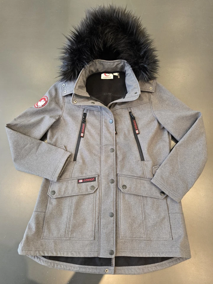 Chaqueta para mujer talla XL Canadá equipo meteorológico peso pesado extraíble capucha ribete de piel Foto 3 de 4