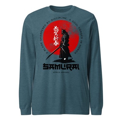 Samurai Long Sleeve T Shirt Japanese Warrior Graphic Unisex Anime Streetwear Tee