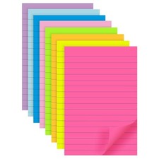  8 Pads Lined Sticky Notes 4x6 in Post, 8 Colors Self 4X6 in Bright Colors