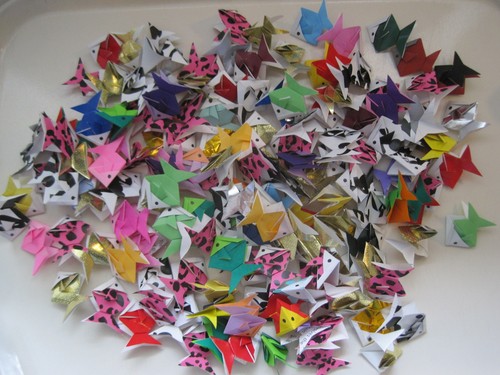 130 Origami Paper Fish Approx. 1¾” x 1½” Party Favors Craft Pieces Mobile Making