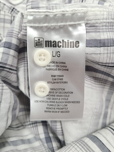 Machine Shirt Adult Large White Gray Button Up Outdoors Casual Comfort Mens - Picture 7 of 7