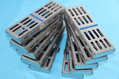 CYNAMED USA 10 GERMAN DENTAL AUTOCLAVE STERILIZATION CASSETTE RACK BOX TRAY FOR 5 INSTRUMENT