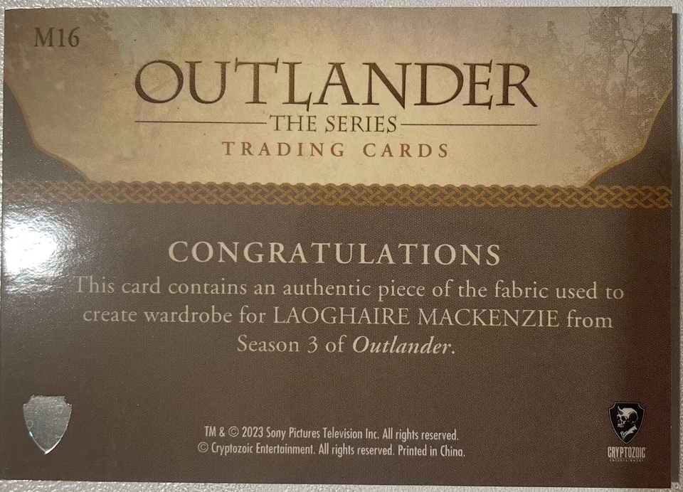 OUTLANDER SEASON 5 WARDROBE M16 SILVER #17/25 Laoghaire Mackenzie RARE Nell Huds - Image 2 of 2