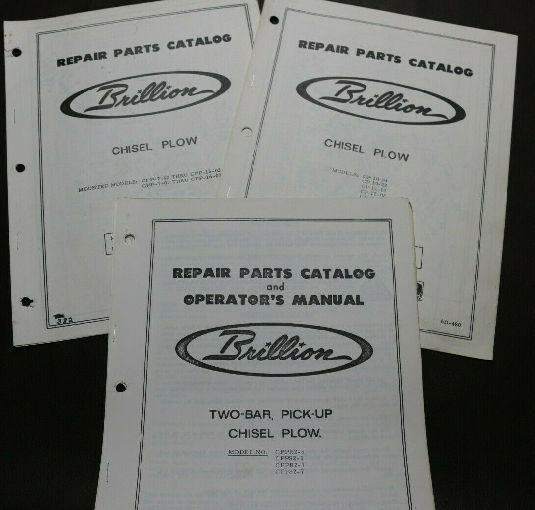 3 Brillion repair parts Operator's catalog manual CHISEL PLOW +TWOBAR