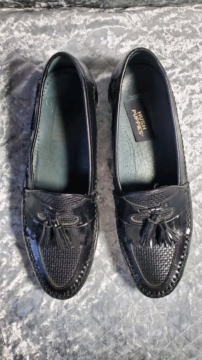 HUSH PUPPIES BLACK LEATHER LOAFERS WITH TASSELS SIZE 10M | eBay