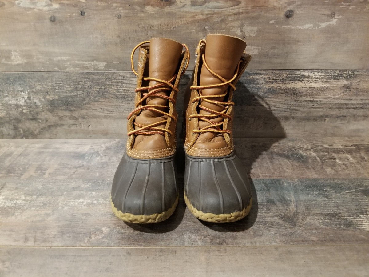 LL Bean Duck Boots Womens 11 Tan Brown‎ Leather Rubber 8 Inch Hunting Rain Shoes L.L. Bean M Rubber Boots for Women for sale | eBay main image 3