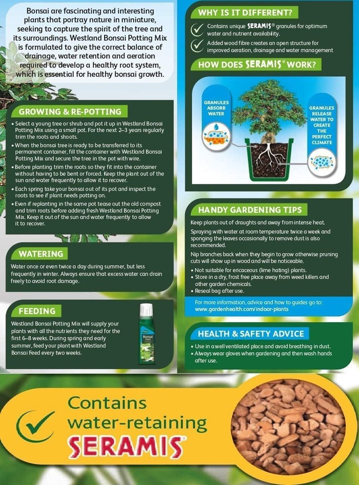 WESTLAND BONSAI POTTING COMPOST SOIL MIX 4L STRONG ROOTS HEALTHY TREES ...