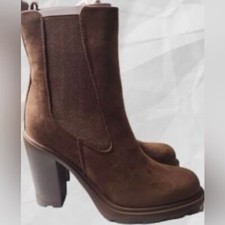 Nine West chunky y2k block Ream Women High Heel Chelsea Boots 7.5 Western New