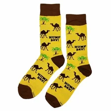 NWT Hump Day Dress Socks Novelty Men 8-12 Yellow Crazy Fun Sockfly