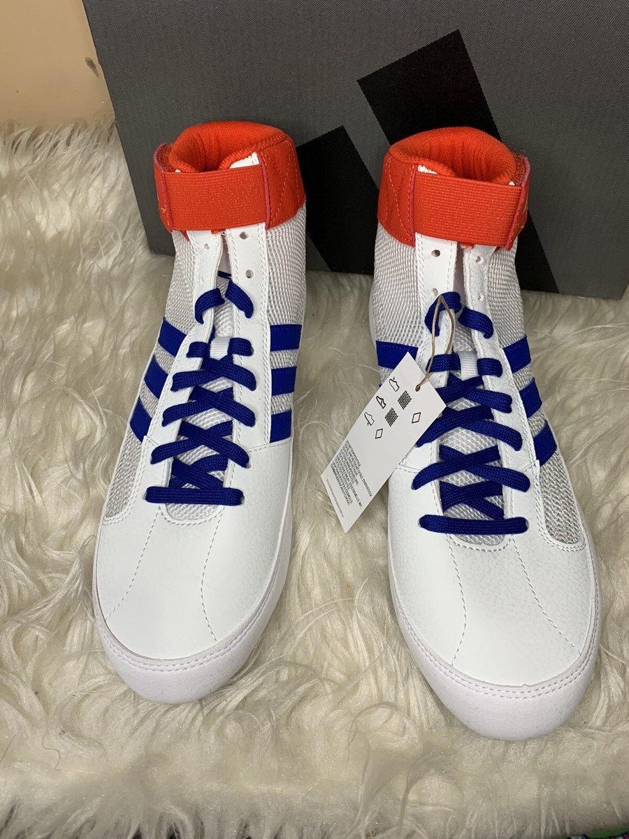 adidas HVC BD7129 Men's White/Red/Royal Wrestling Boxing MMA Shoes Sz  1/2