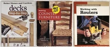 WOOD/TOOLS/BUILDING BOOKS - LOT OF 3 - GREAT CONDITION - DECKS/FURNITURE/ROUTERS