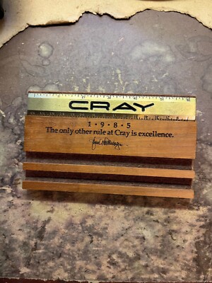 CRAY Research Computers Metal Ruler with pen stand 1985