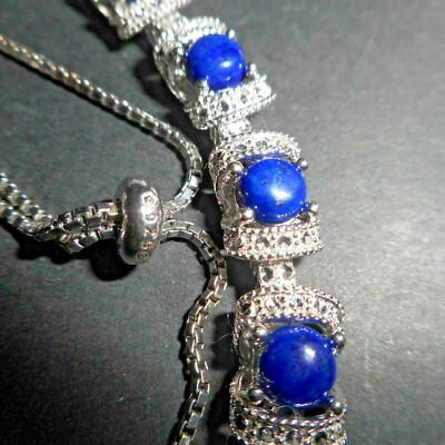 Diamant Lapislazuli Cab Sterlingsilber Hergestellt in Vietnam Verstellbar Perlenzug Ch