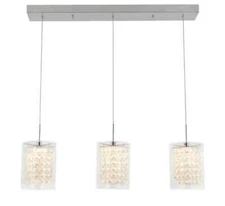 Artika Crystal Cube 13-Watt 3-Light Chrome Modern LED Pendant Light Fixture