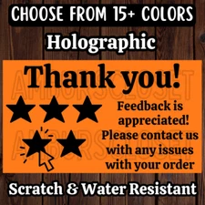 50 THANK YOU STICKERS 2.25" LABELS FEEDBACK REVIEW SHOP Stars SCRATCH RESISTANT