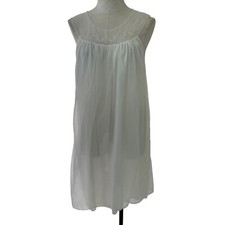 Intimidad Nightgown Vintage Womens Size Small Cream Embroidered Nylon Chiffon