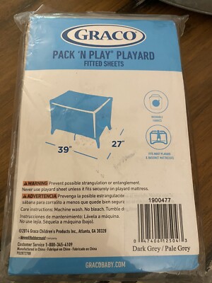 Graco Pack N Play Playard Fitted Sheet Set Pack Gray NWT