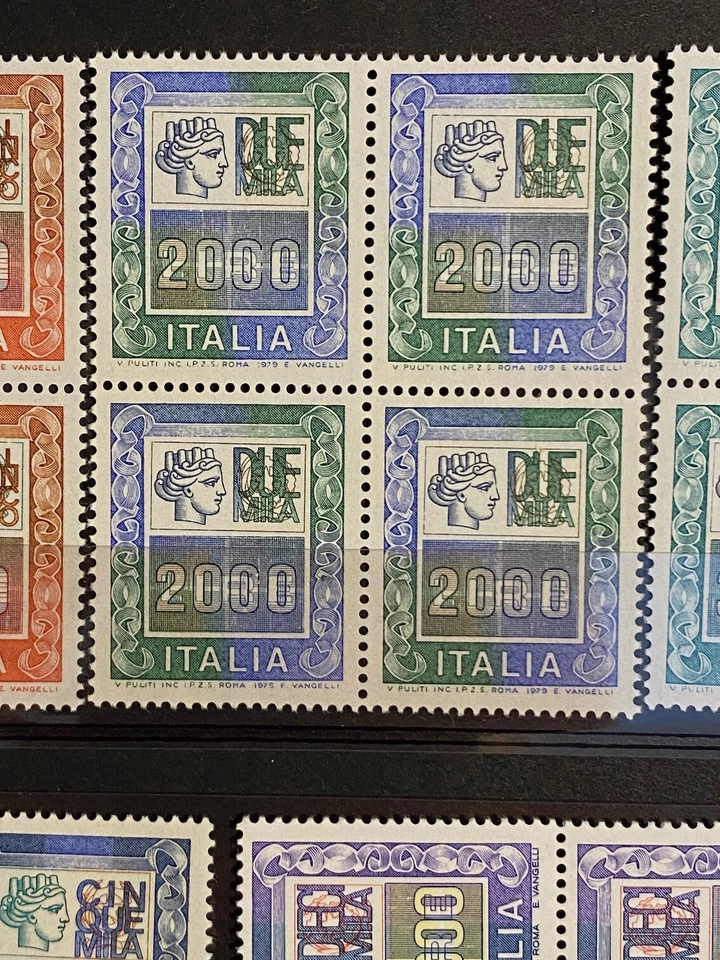 ITALIA 1978-1987 -SERIE ALTI VALORI (da1500 a 20000 £) IN QUARTINE - MNH - Immagine 3 di 4