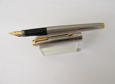 Stylo Plume Parker 35 "Grains D'Orge" Vintage - Plaque Argent, Plume OR 18K - Occasion Excellent état