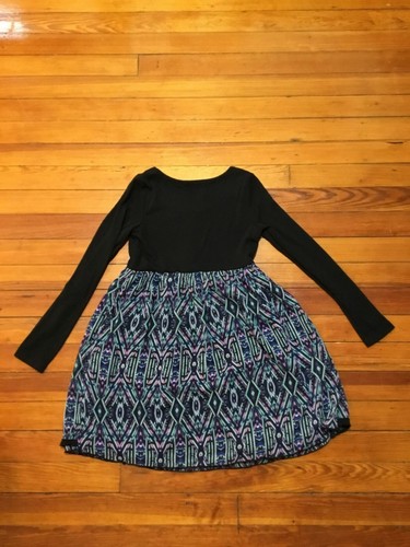 TM By Truly Me Kids Girls Dress Long Sleeve Geometric Black Size 10 - Picture 2 of 7