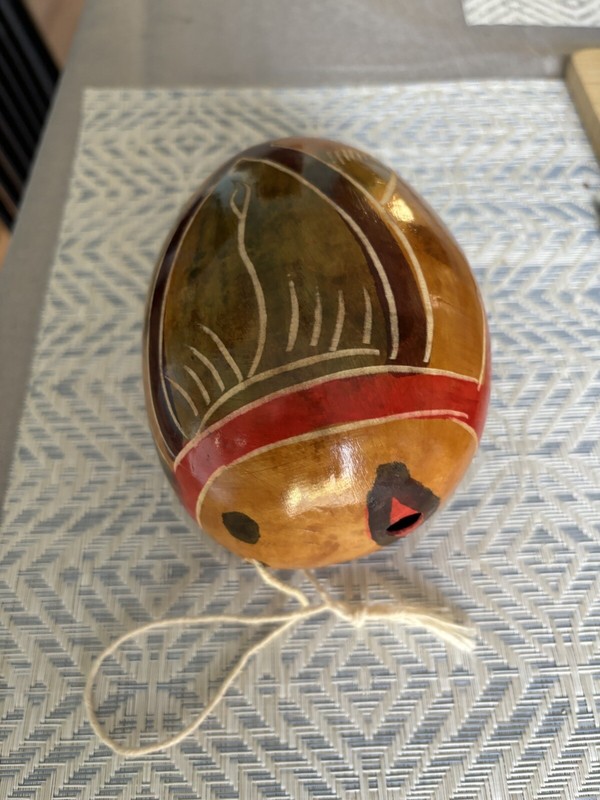 Cartegena Columbia Souvenir Wooden Egg shape Beautiful Carving On A String 