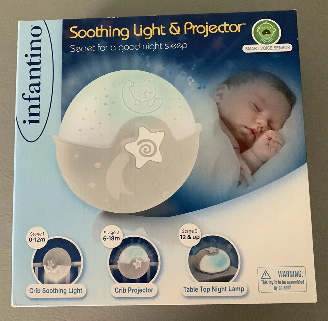 Infantino Soothing Light Projector Clip on Crib NightLight 3 Stages NEW IN BOX